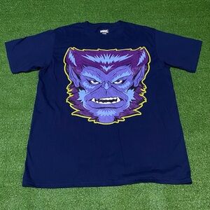 Marvel Comics X-Men Beast T-Shirt Retro 90s Cartoon MCU Blue Purple Size Large